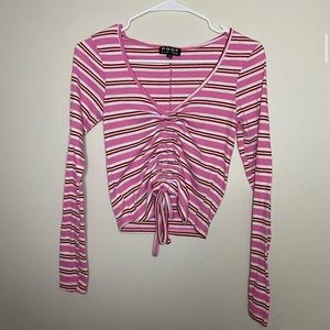 Pink striped blouse